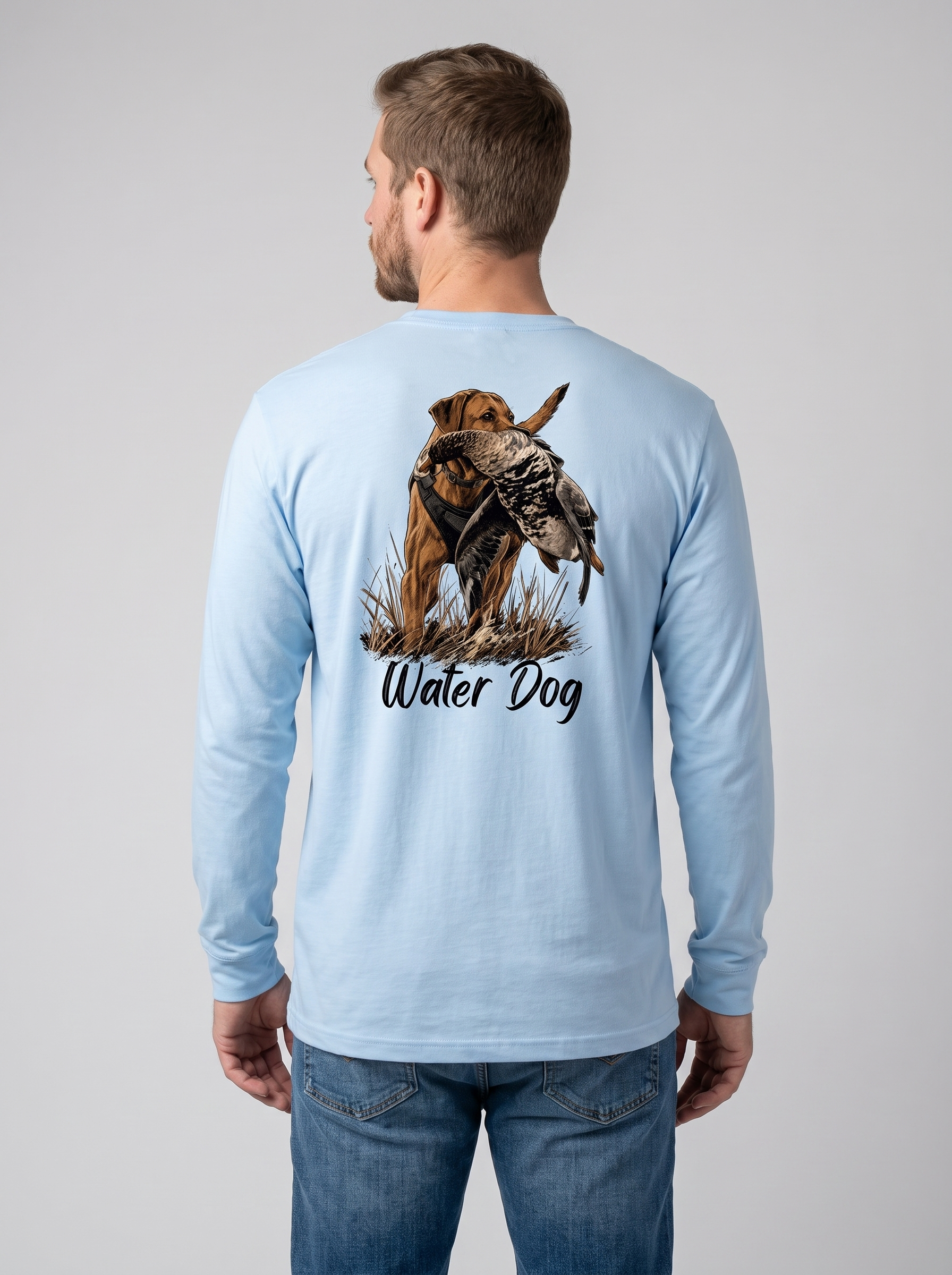 Barred Up Performance L/S - Carolina Blue back model