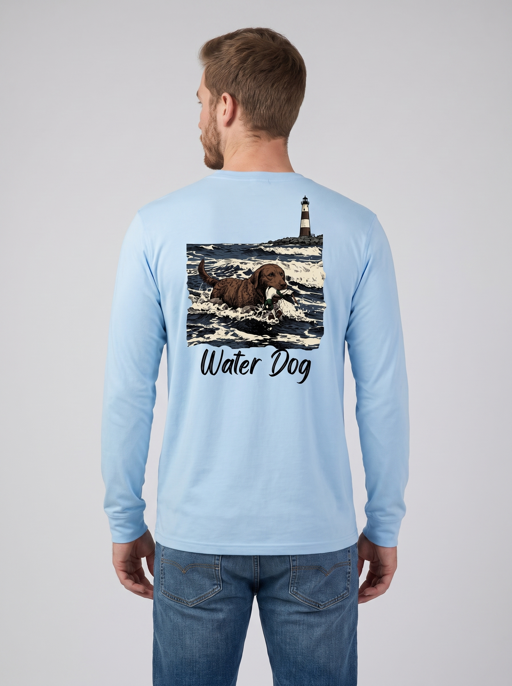 Eastern Shore Performance L/S - Carolina Blue back model