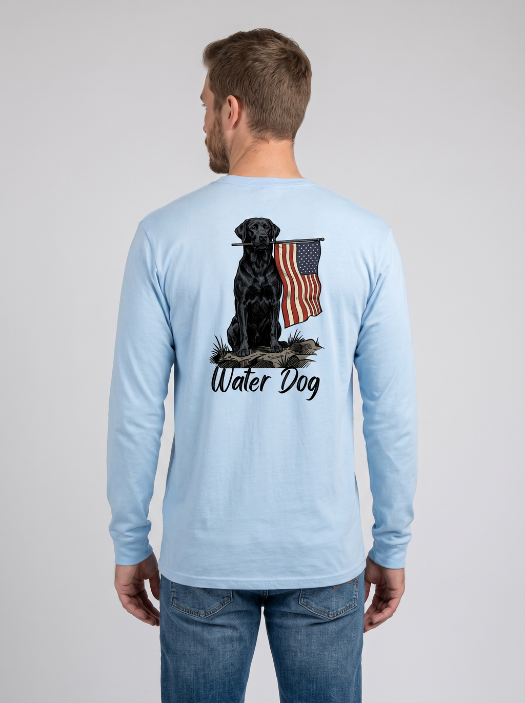 Ole Glory Performance L/S - Carolina Blue back model