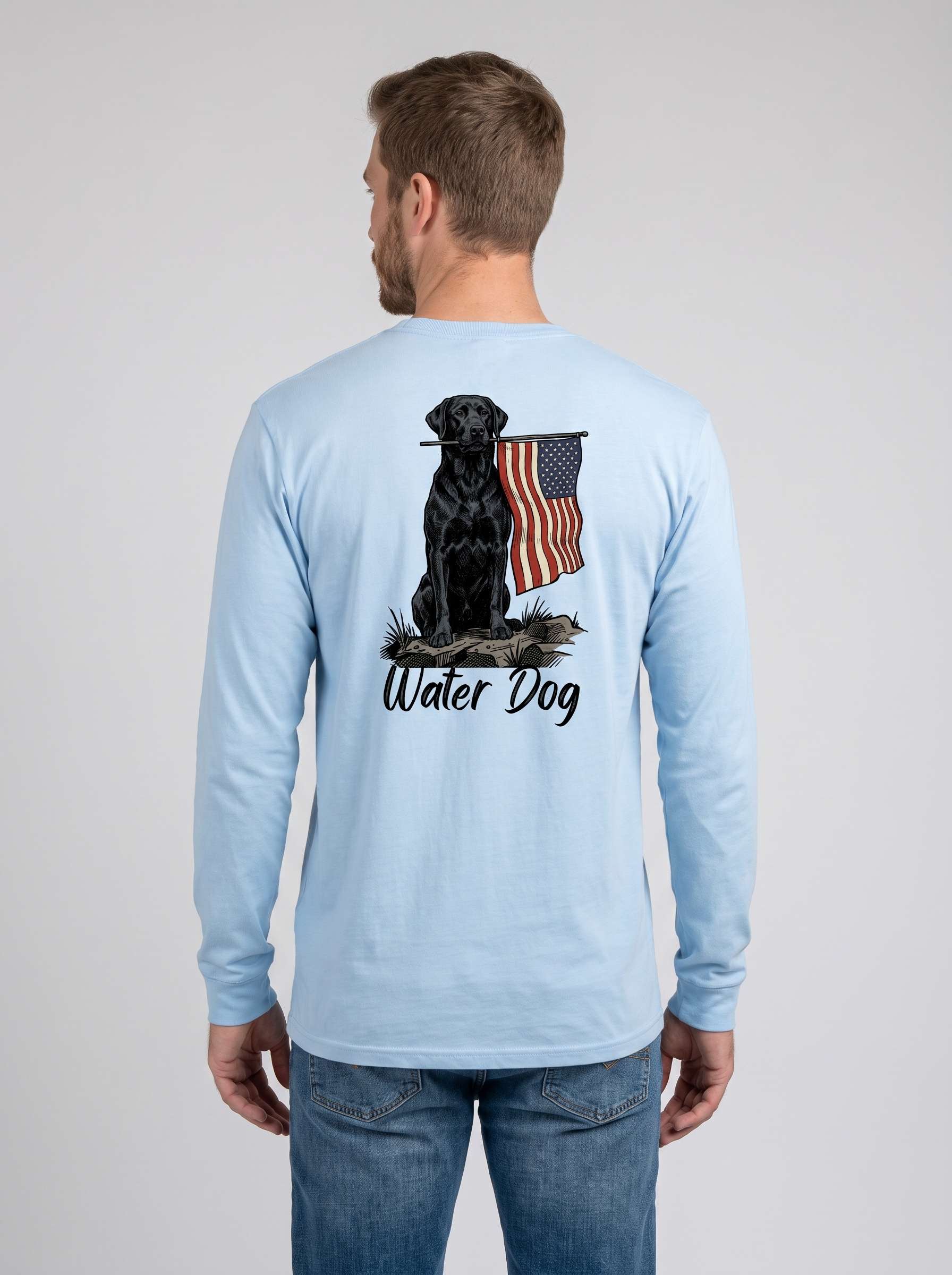 Ole Glory Performance L/S - Carolina Blue back model