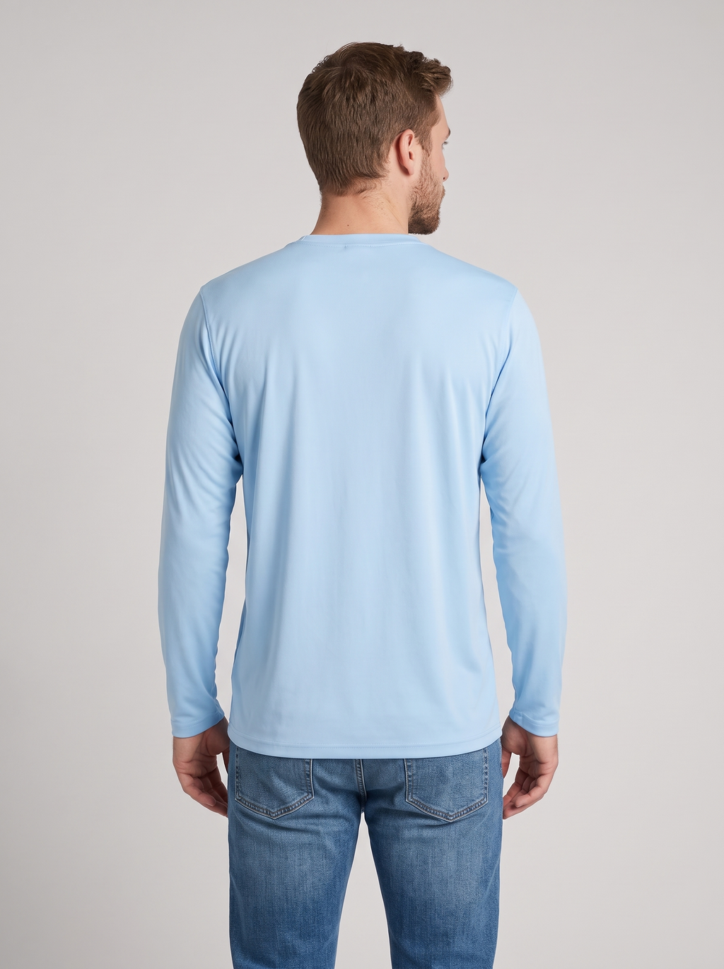 Logo Performance L/S - Carolina Blue back model