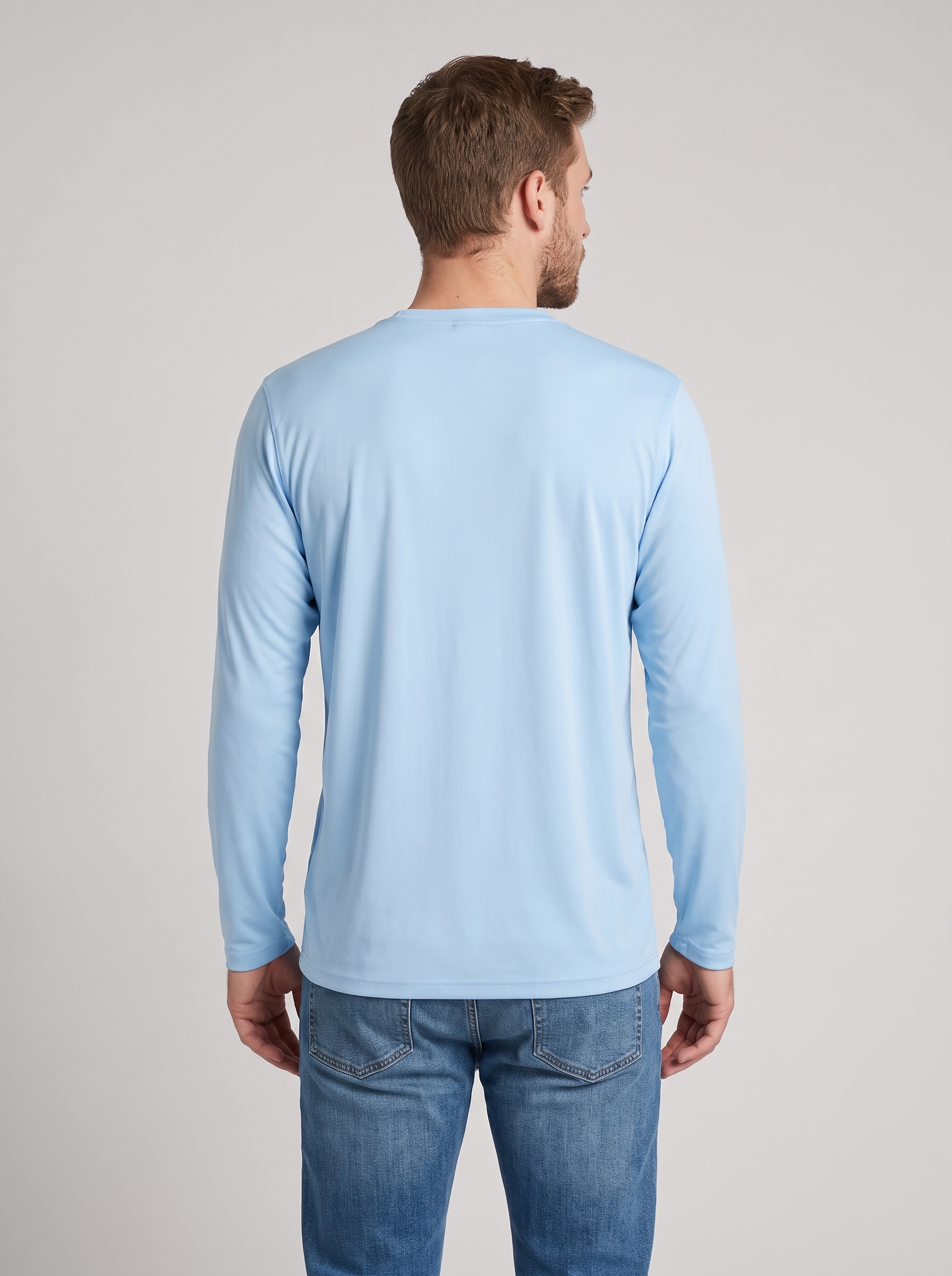 Logo Performance L/S - Carolina Blue back model