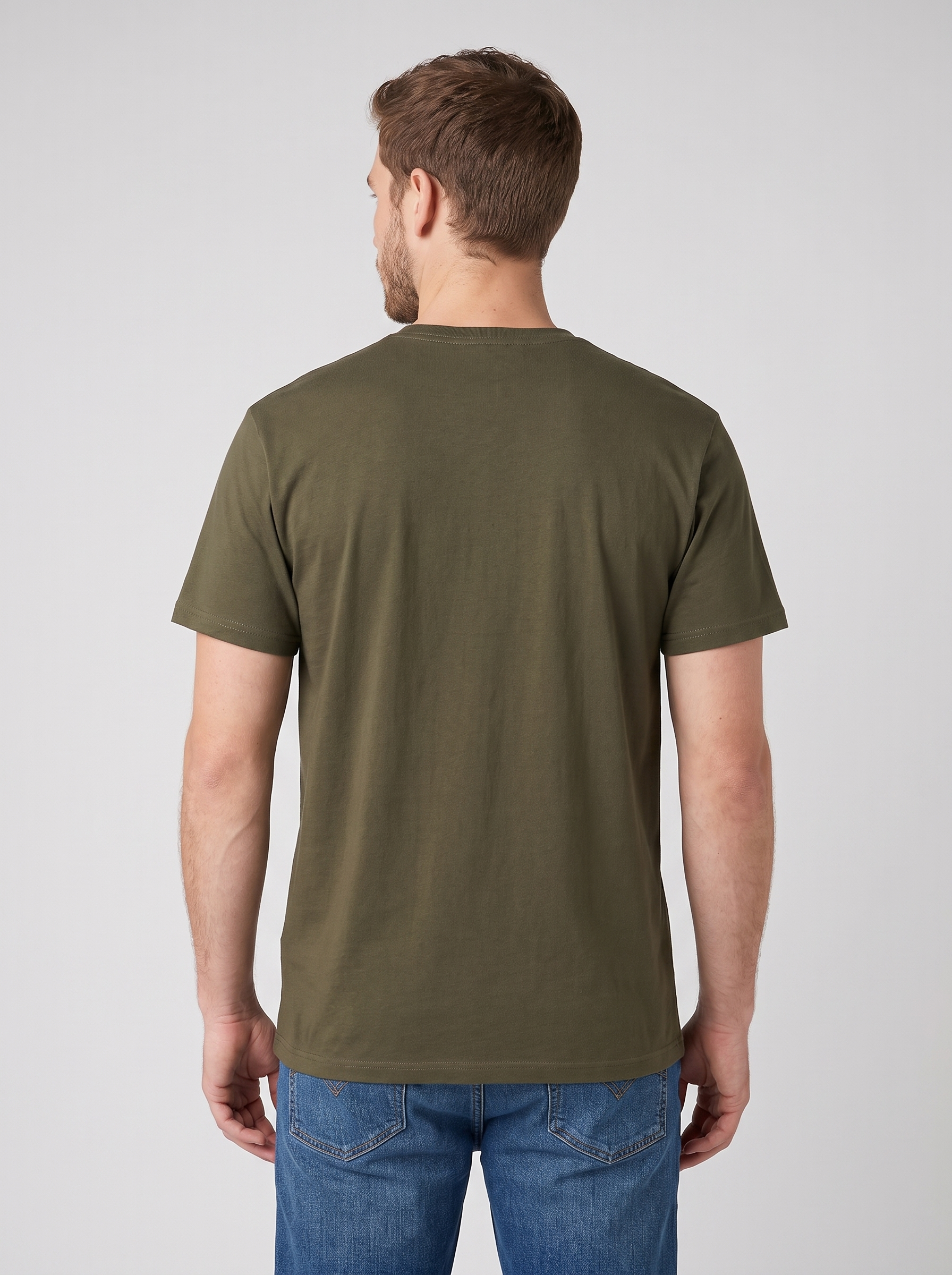 Logo Classic Tee - Green Timber back model